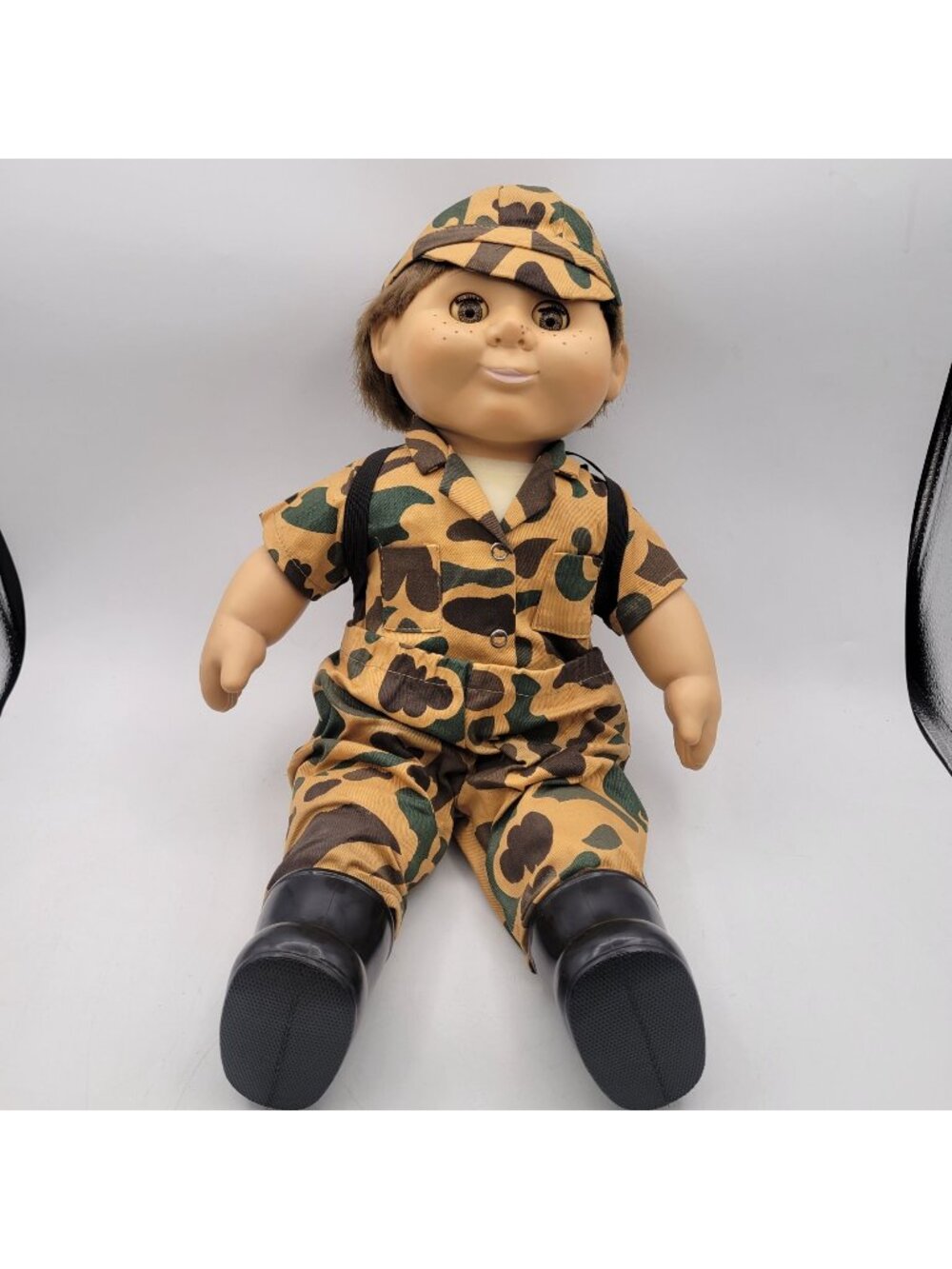 Wanna Be Cabbage Patch Doll 17" Boy Soldier Camo Outfit Boots Hat Backpack